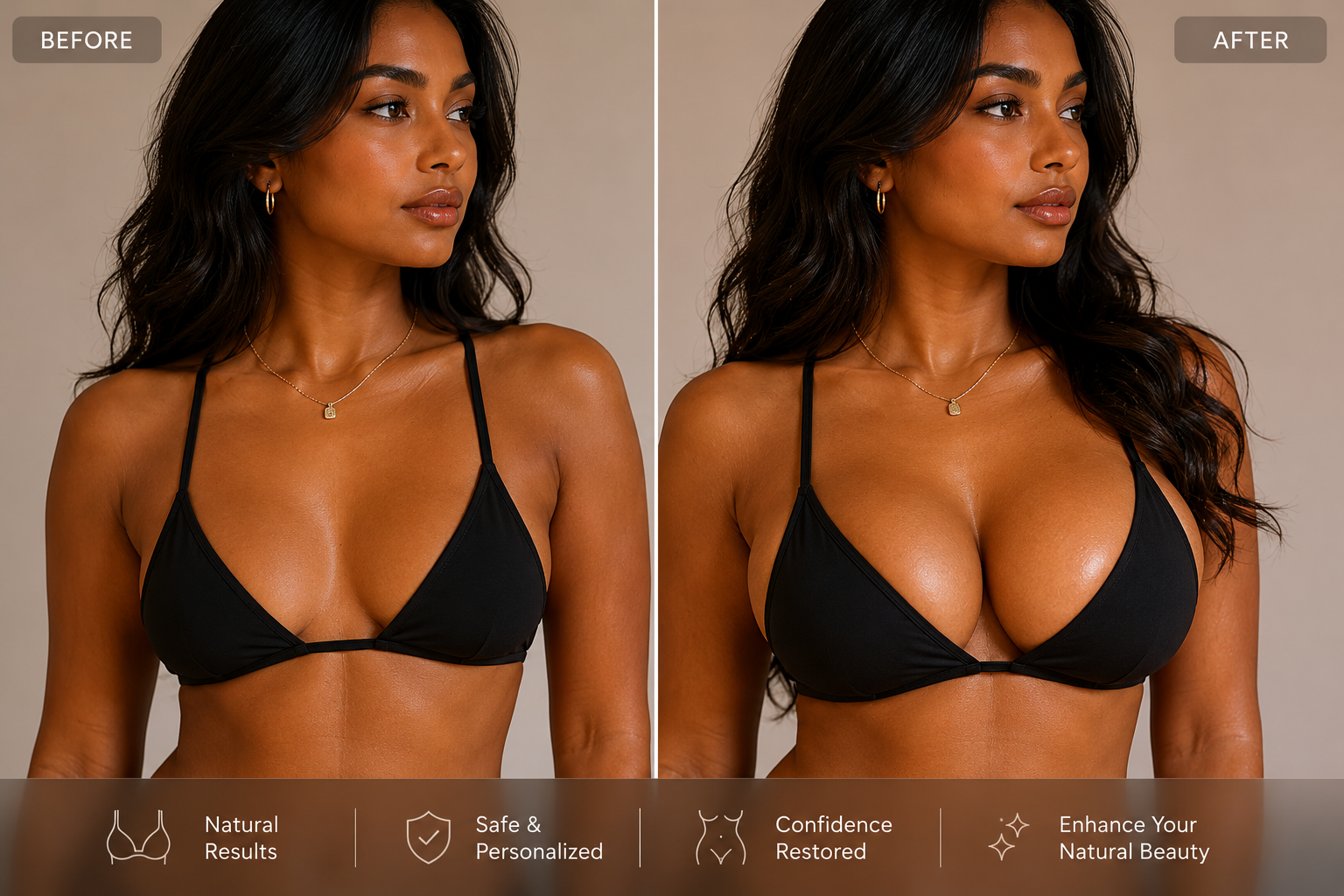 Breast augmentation before and after results